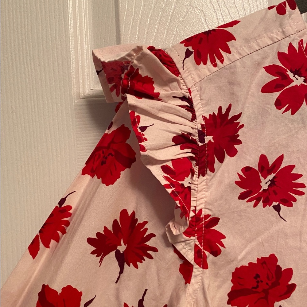 Free Assembly Red Floral Long Sleeve High Low Blouse…size M - Picture 3 of 7